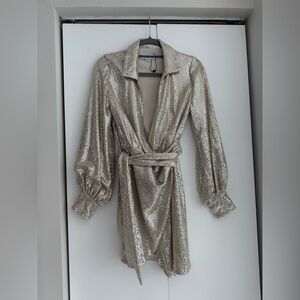 Gold Sequin Wrap Dress